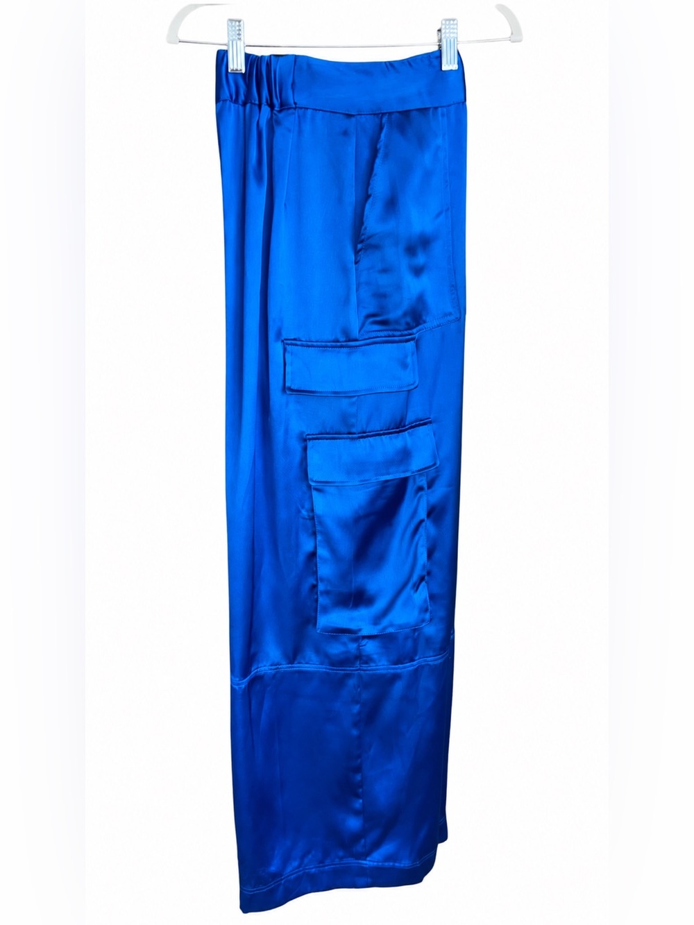 House of Harlow 1960 Cobalt Blue Satin Cargo Pants – Size XS